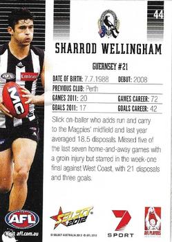 2012 Select AFL Champions #44 Sharrod Wellingham Back